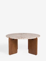 Natural Round Marble Effect Coffee Table - Image 1 of 4