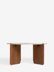 Natural Round Marble Effect Coffee Table - Image 2 of 4