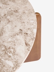 Natural Round Marble Effect Coffee Table - Image 8 of 8