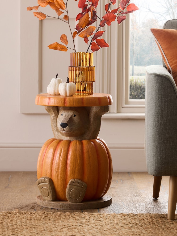Orange Bertie Bear Pumpkin Shaped Side Table - Image 1 of 5 Orange Bertie Bear Pumpkin Shaped Side Table - Image 1 of 5