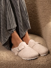 Mint Velvet Cream Felt Clog Slippers - Image 1 of 3