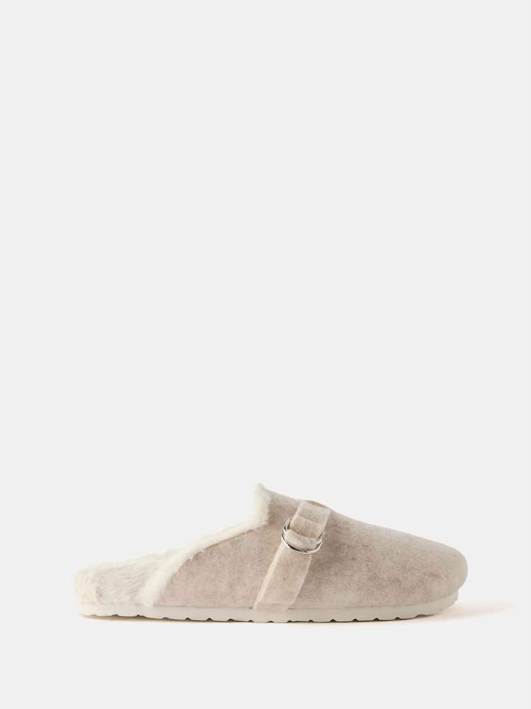 Mint Velvet Cream Felt Clog Slippers - Image 3 of 3