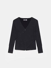 Mint Velvet Black Asymmetric Button Jumper - Image 6 of 7