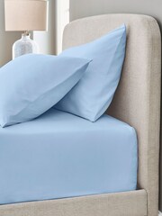 Light Blue Pure 144 Thread Extra Deep Fitted Count 100% Cotton Sheet - Image 1 of 2