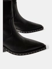 Mint Velvet Black Leather Studded Ankle Boots - Image 2 of 2