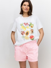 Pink Stripe Maternity Pull On Shorts - Image 1 of 8