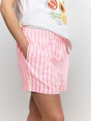Pink Stripe Maternity Pull On Shorts - Image 4 of 8