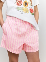 Pink Stripe Maternity Pull On Shorts - Image 5 of 8