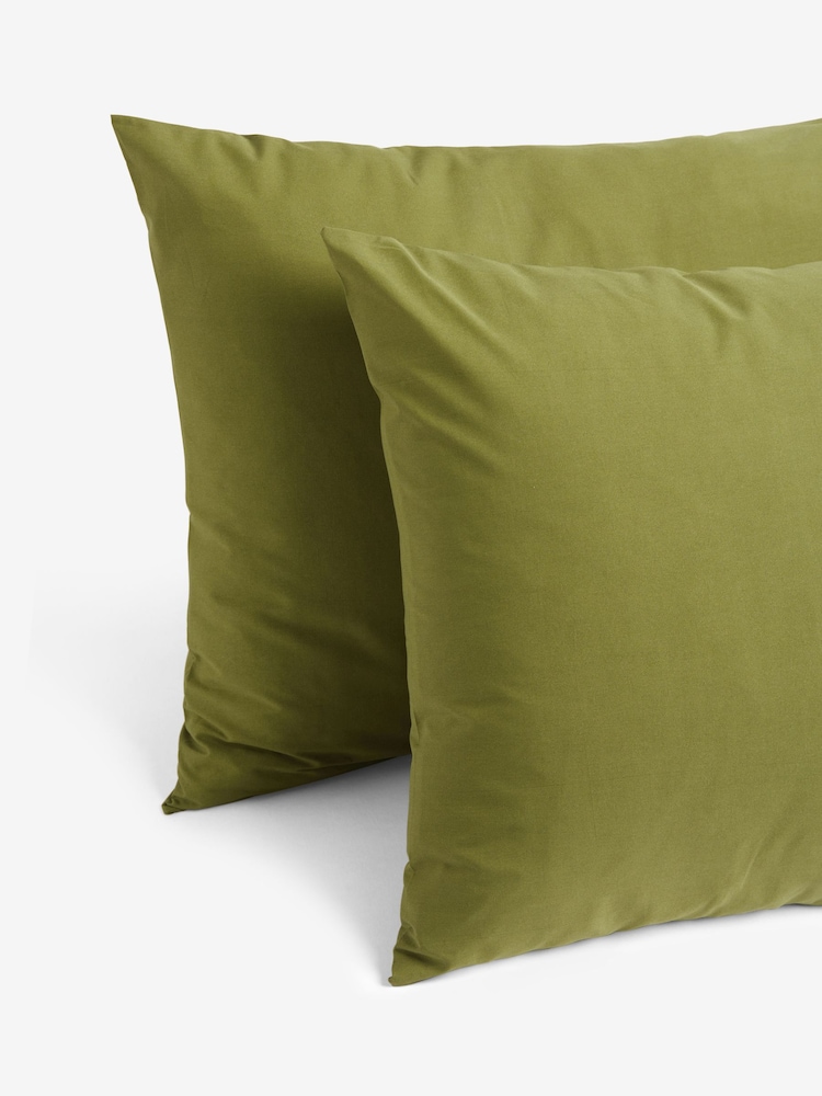 Set of 2 Moss Green Cotton Rich Pillowcases - Image 1 of 3 Set of 2 Moss Green Cotton Rich Pillowcases - Image 1 of 3