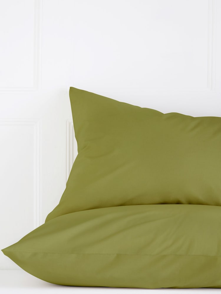 Set of 2 Moss Green Cotton Rich Pillowcases - Image 3 of 3 Set of 2 Moss Green Cotton Rich Pillowcases - Image 3 of 3