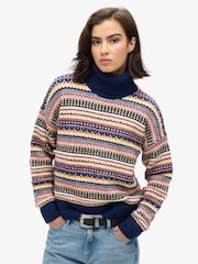 Superdry Blue Textured Stripe Pattern Jumper - Image 1 of 3