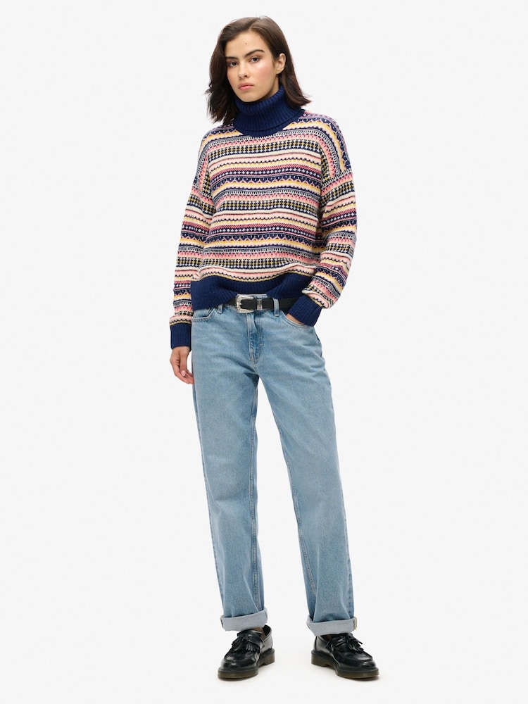 Superdry Blue Textured Stripe Pattern Jumper - Image 2 of 3