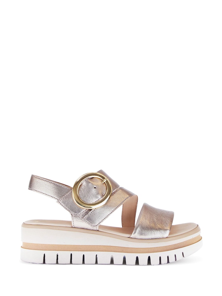 Gabor Natural Amarillo Puder Metallic Leather Sandals - Image 1 of 5 Gabor Natural Amarillo Puder Metallic Leather Sandals - Image 1 of 5