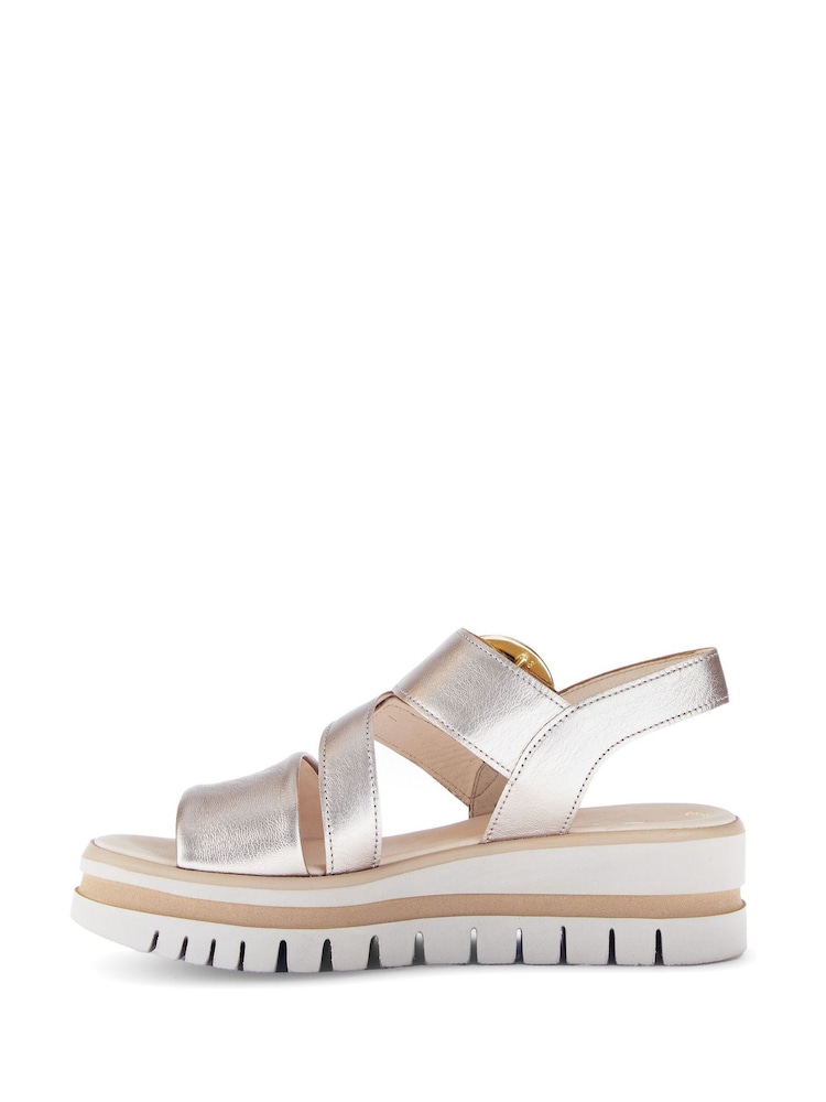 Gabor Natural Amarillo Puder Metallic Leather Sandals - Image 2 of 5 Gabor Natural Amarillo Puder Metallic Leather Sandals - Image 2 of 5