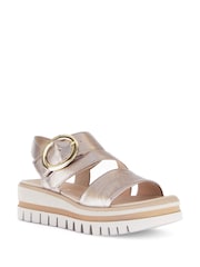 Gabor Natural Amarillo Puder Metallic Leather Sandals - Image 3 of 5