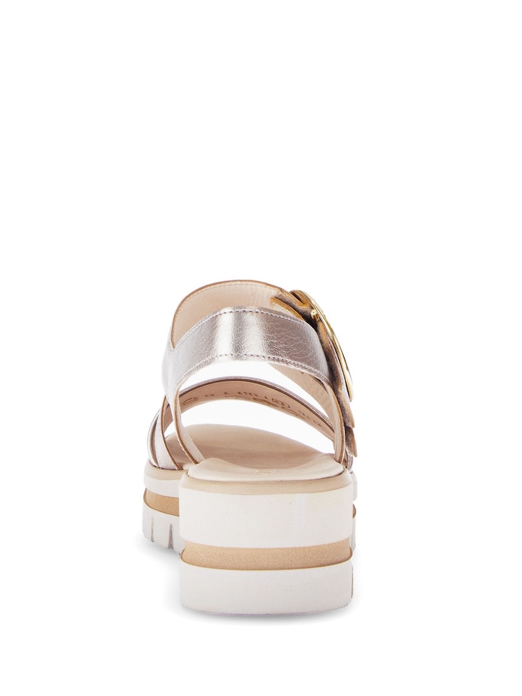 Gabor Natural Amarillo Puder Metallic Leather Sandals - Image 5 of 5 Gabor Natural Amarillo Puder Metallic Leather Sandals - Image 5 of 5