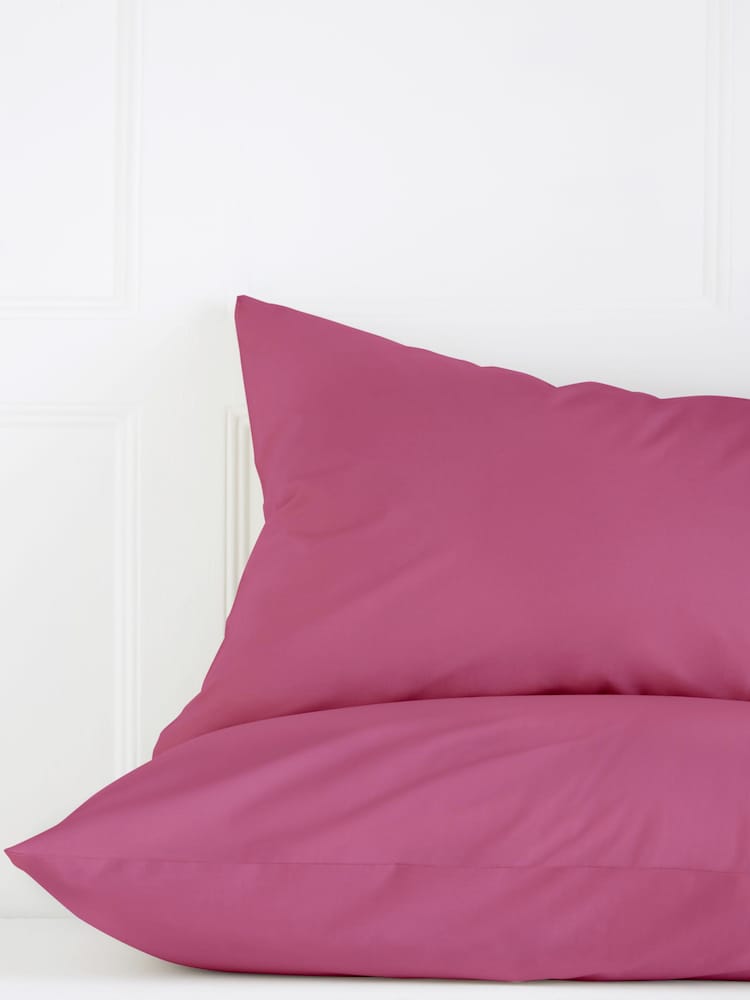 Set of 2 Berry Pink Cotton Rich Pillowcases - Image 4 of 4 Set of 2 Berry Pink Cotton Rich Pillowcases - Image 4 of 4