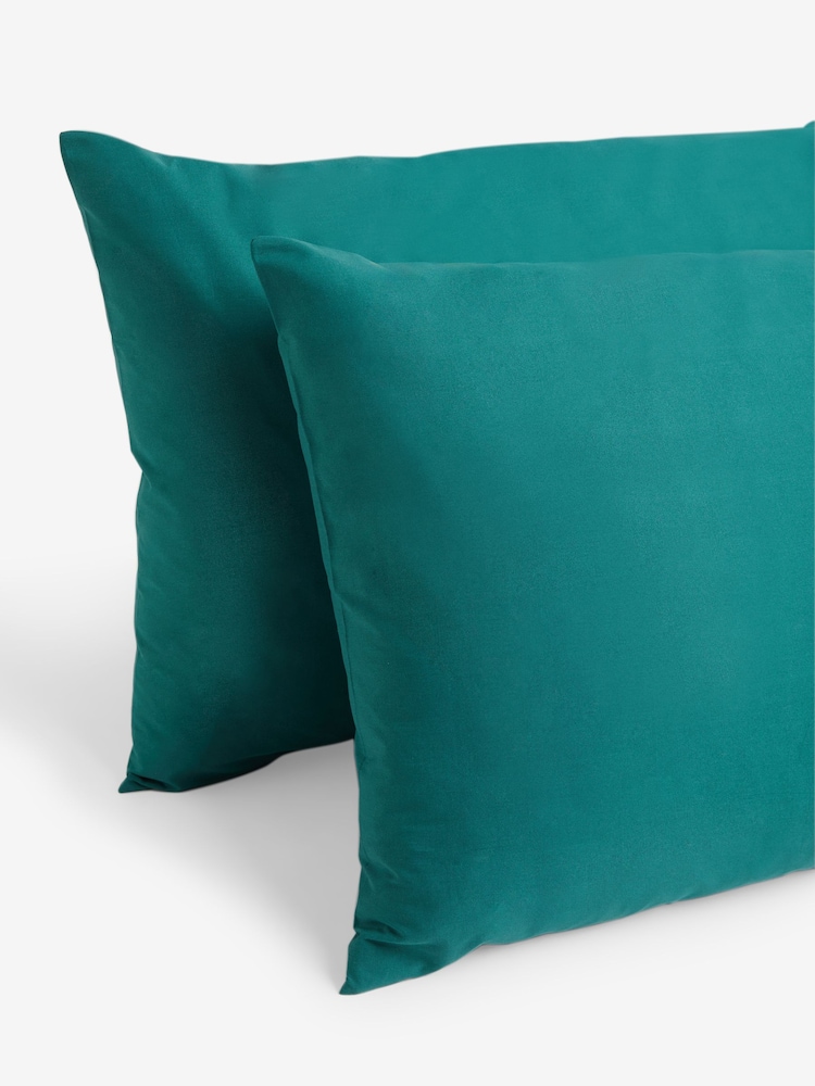 Set of 2 Teal Blue Cotton Rich Pillowcases - Image 3 of 3 Set of 2 Teal Blue Cotton Rich Pillowcases - Image 3 of 3