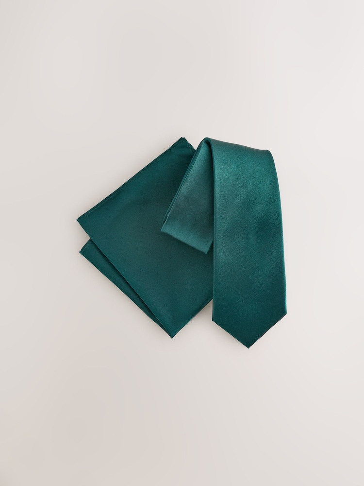 Vert forêt - Standard - Cravate de soie et ensemble de place de poche - Image 1 de 1