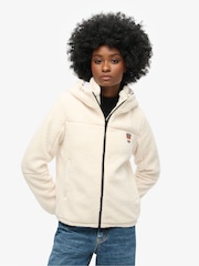 Superdry White Hooded Borg Trekker Jacket - Image 2 of 4