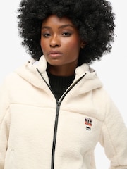 Superdry White Hooded Borg Trekker Jacket - Image 4 of 4