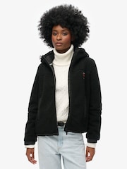 Superdry Black Hooded Borg Trekker Jacket - Image 1 of 4