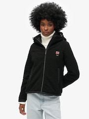 Superdry Black Hooded Borg Trekker Jacket - Image 2 of 4