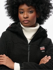 Superdry Black Hooded Borg Trekker Jacket - Image 4 of 4