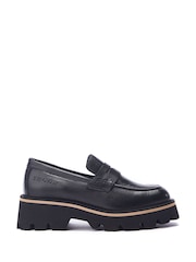 Moda in Pelle Sh Albury Chunky Sole Leather Black Loafers - Image 2 of 5