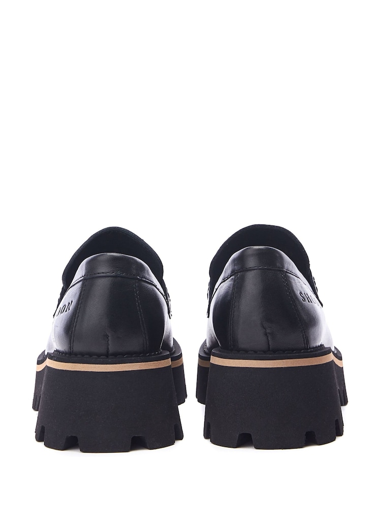 Moda in Pelle Sh Albury Chunky Sole Leather Black Loafers - Image 4 of 5
