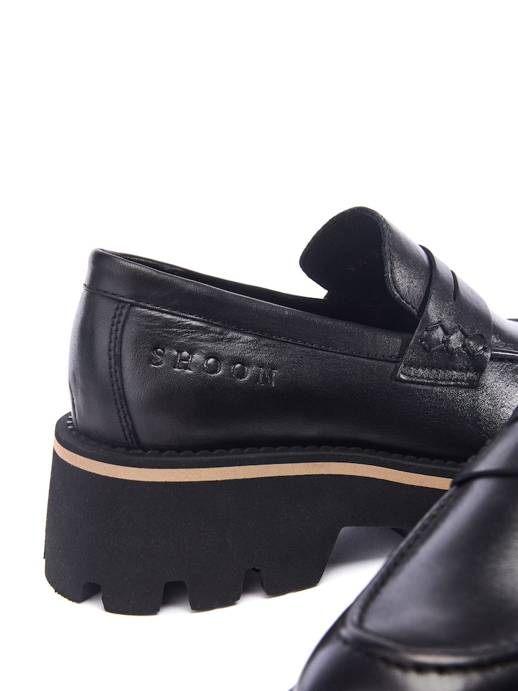 Moda in Pelle Sh Albury Chunky Sole Leather Black Loafers - Image 5 of 5