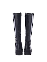 Moda in Pelle Hannis Chunky Sole Buckle Detail Long Leather Black Boots - Image 3 of 4