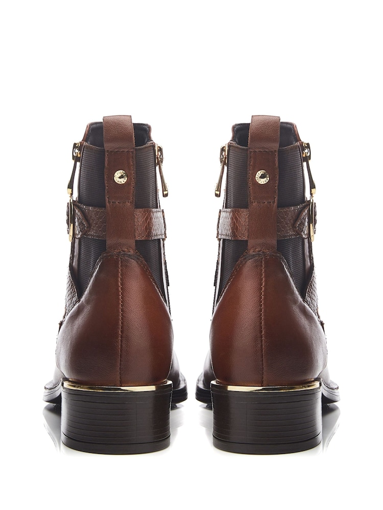 Moda in Pelle Oloron Buckle Detail Smart Leather Brown Ankle Boots - Image 4 of 4