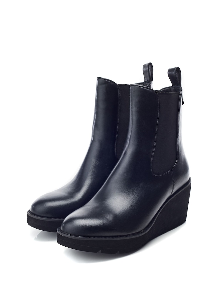 Moda in Pelle Allby Wedge Heel Chelsea Black Boots - Image 2 of 4