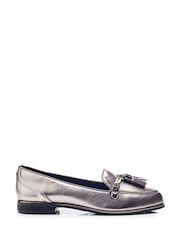 Moda in Pelle Evvaa Flat Slip on Tassle Leather Barrel Loafers - Image 1 of 4