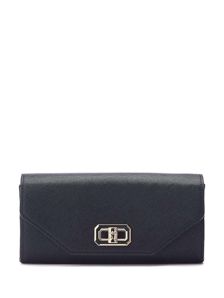 Moda in Pelle Boston Purse Style Black Bag With Chain - Image 1 of 4 Moda in Pelle Boston Purse Style Black Bag With Chain - Image 1 of 4