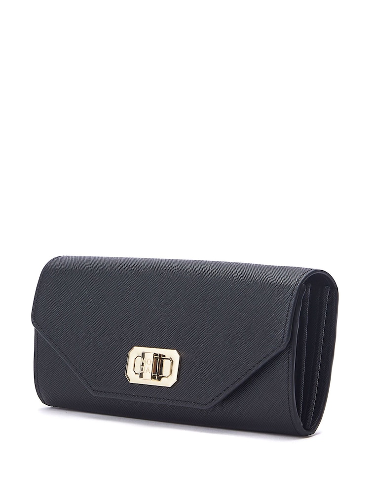 Moda in Pelle Boston Purse Style Black Bag With Chain - Image 2 of 4