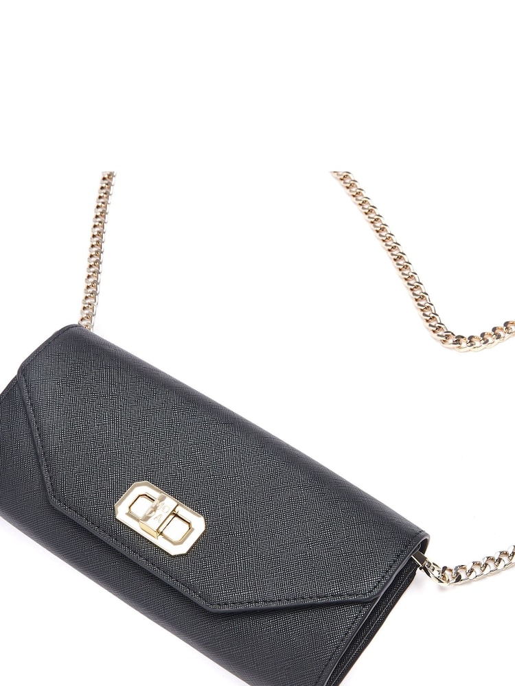 Moda in Pelle Boston Purse Style Black Bag With Chain - Image 4 of 4
