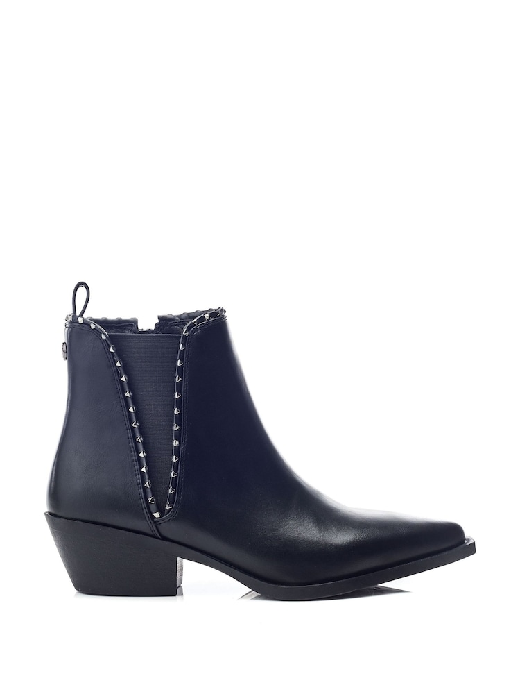 Moda in Pelle Perah V-Studded Elastic Gusset Western Style Ankle Boots - Image 1 of 4