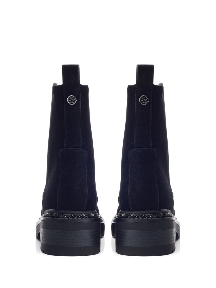 Moda in Pelle Onzaines Studded Tongue Detail Biker Black Boots - Image 3 of 4