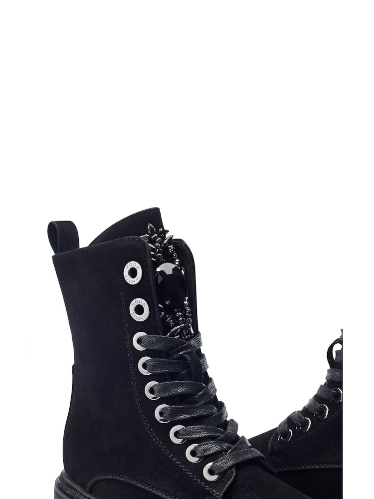 Moda in Pelle Onzaines Studded Tongue Detail Biker Black Boots - Image 4 of 4
