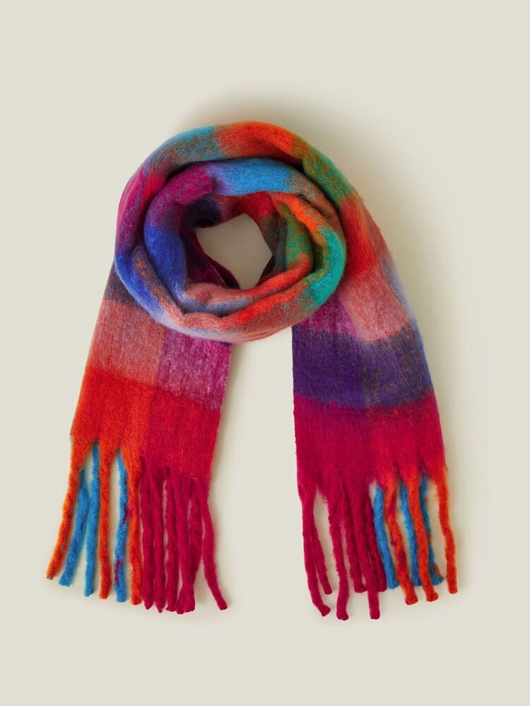 Accessorize Black Super Soft Winter Bright Check Print Scarf - Image 2 of 3 Accessorize Black Super Soft Winter Bright Check Print Scarf - Image 2 of 3