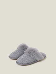 Accessorize Grey Cable Knit Mule Slippers - Image 1 of 2