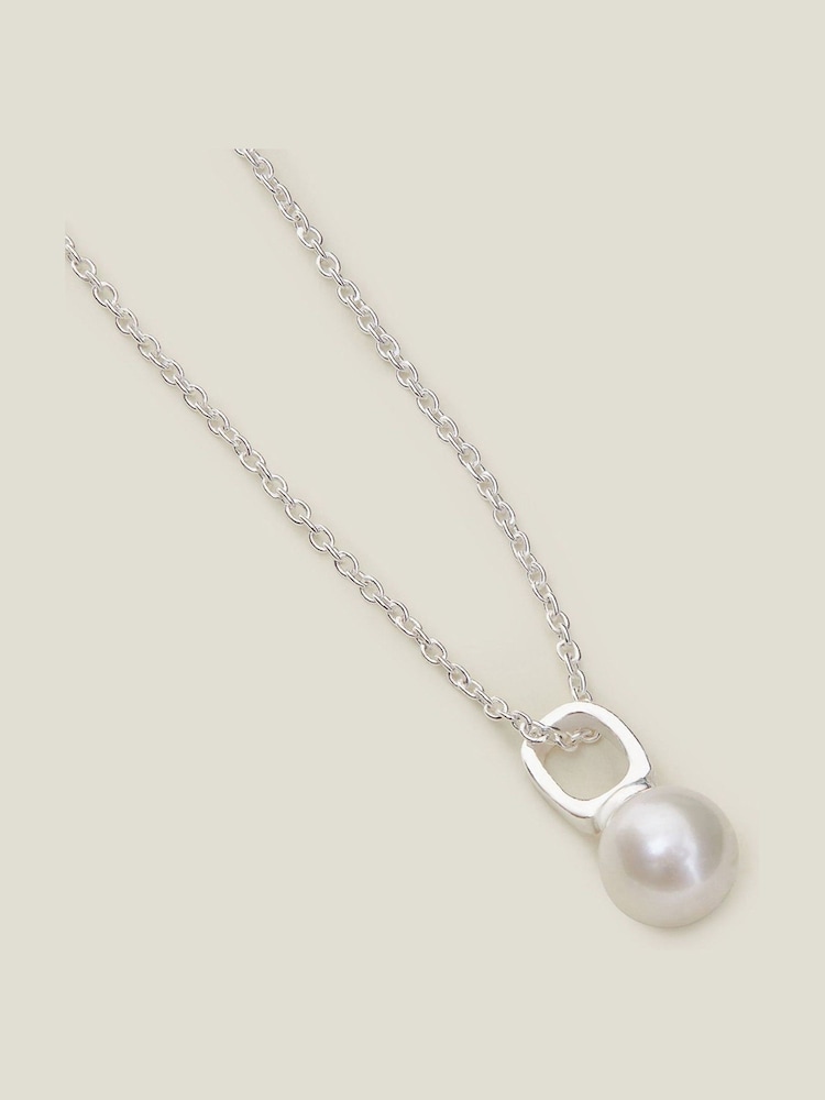 Accessorize Cream Sterling Silver Plated Freshwater Pearl Necklace - Image 2 of 2
