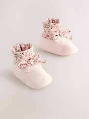 Pink Baby Tie Floral Print Boots (0-18mths) - Image 1 of 5
