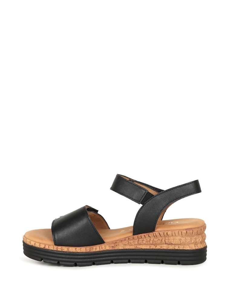 Gabor Shout Leather Wedge Black Sandals - Image 2 of 5