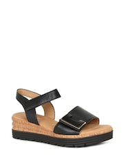 Gabor Shout Leather Wedge Black Sandals - Image 3 of 5