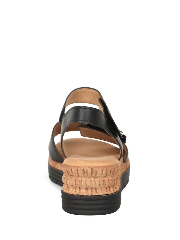 Gabor Shout Leather Wedge Black Sandals - Image 5 of 5