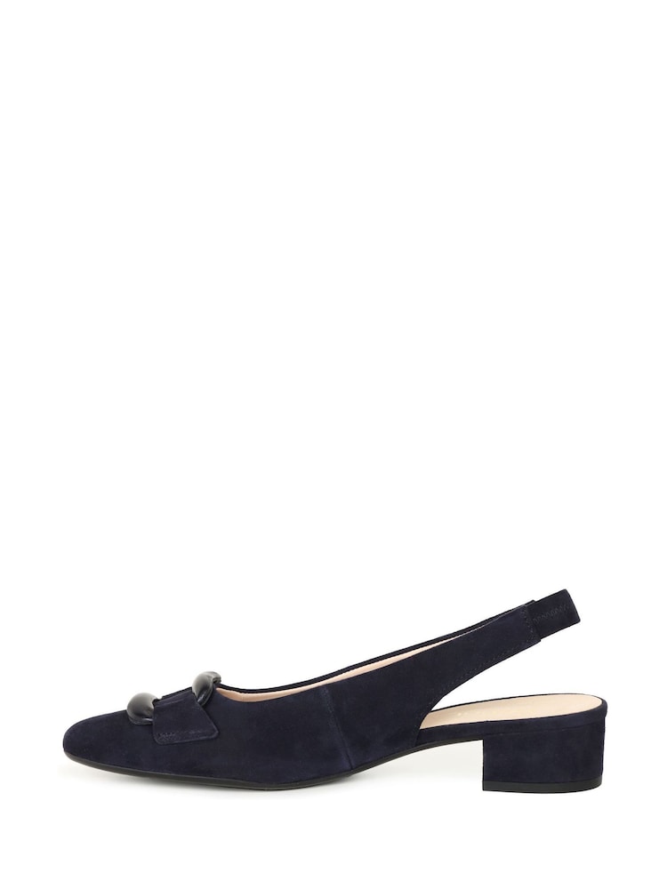 Gabor Blue Malta Atlantik Suede Slingback Shoes - Image 2 of 5