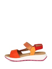 Gabor Orange Gifted Pumpkin Combination Suede Sandals - Image 2 of 5